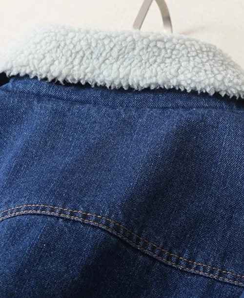 Jaqueta jeans feminina forrada com lã - imagem 5