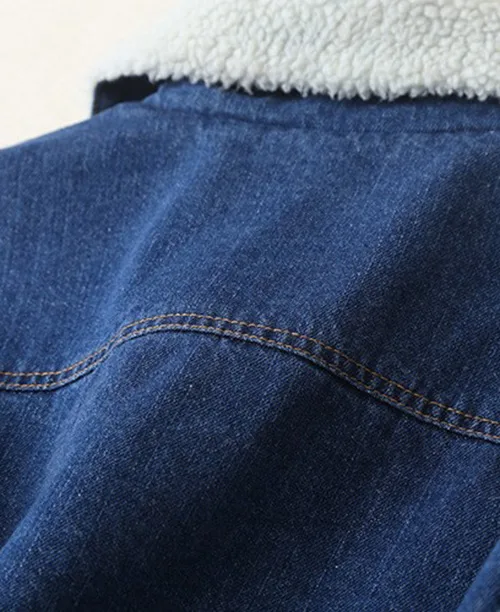 Jaqueta jeans feminina forrada com lã - imagem 9