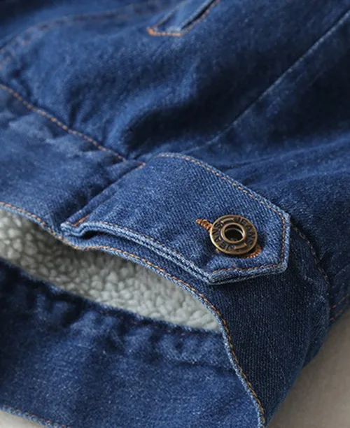 Jaqueta jeans feminina forrada com lã - imagem 10