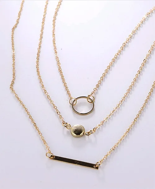 Colar triplo feminino com desenhos geométricos - imagem 4