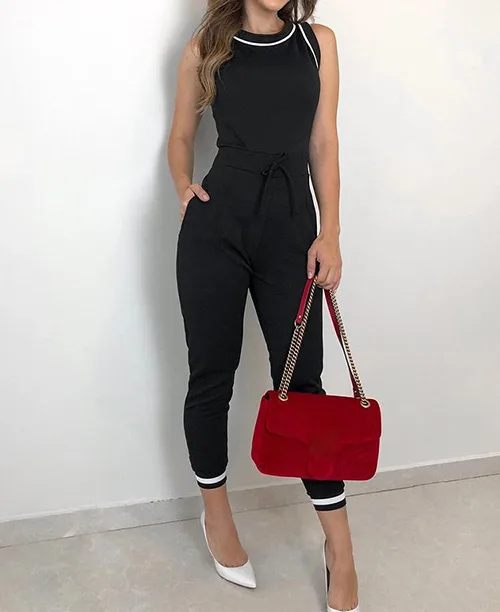Macacão feminino longo social preto e branco - imagem 3