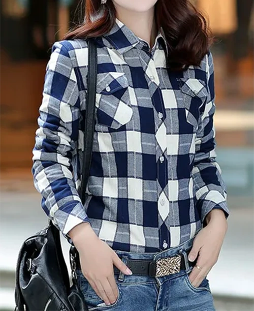 Blusa de frio feminina xadrez forrada por dentro - imagem 8