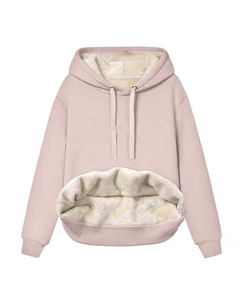 Moletom feminino fechado forrado com capuz