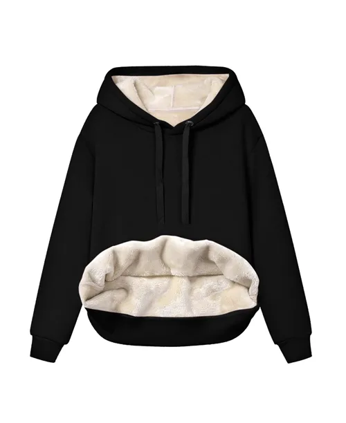 Moletom feminino fechado forrado com capuz