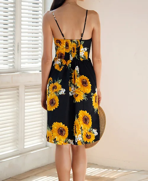 Vestido de alcinha estampa de girassol - imagem 7