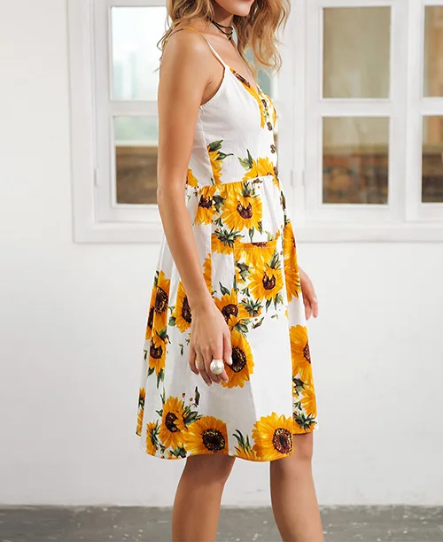 Vestido de alcinha estampa de girassol - imagem 4