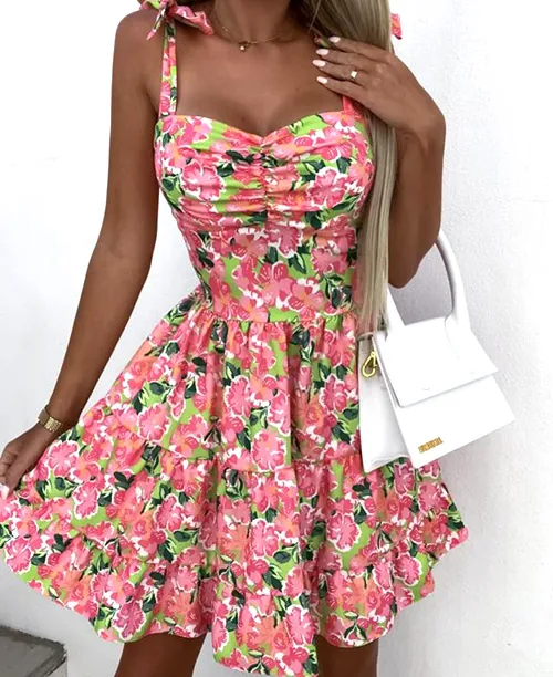 Vestido florido curto rodado - imagem 7
