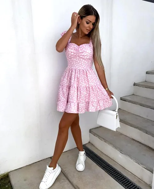 Vestido florido curto rodado - imagem 12