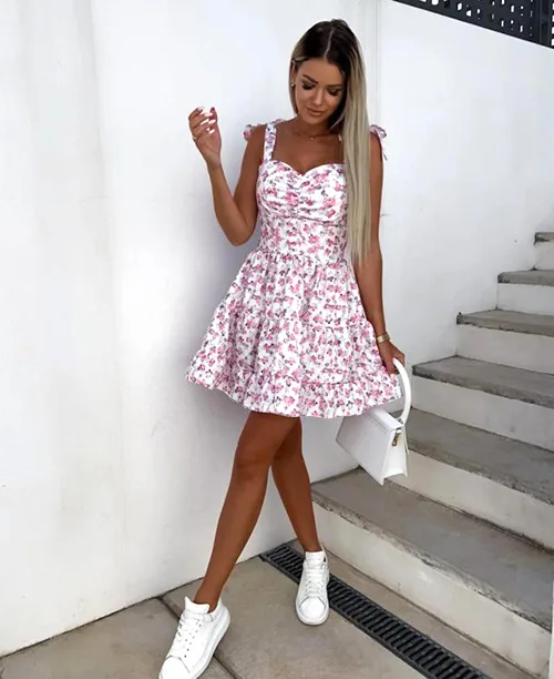 Vestido florido curto rodado - imagem 11