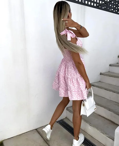 Vestido florido curto rodado - imagem 10