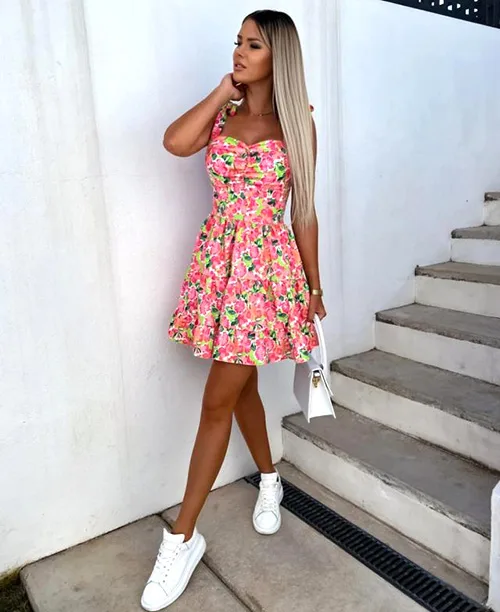 Vestido florido curto rodado - imagem 5