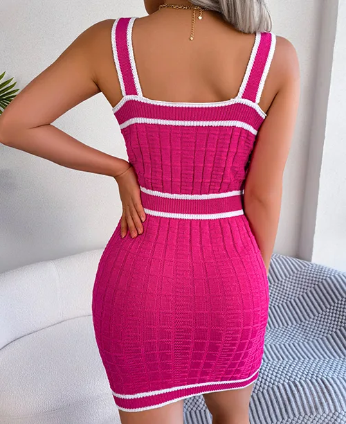 Vestido curto de tricot duas cores - imagem 13
