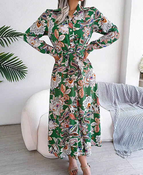 Vestido longo casual manga longa estampa florida - imagem 13