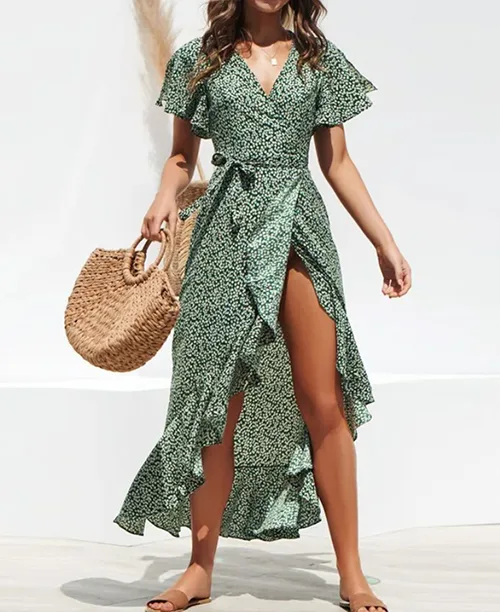 Vestido longo casual com manga curta - imagem 3