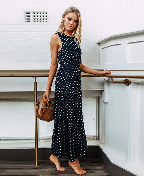 Vestido longo estampa de bolinhas - imagem 4