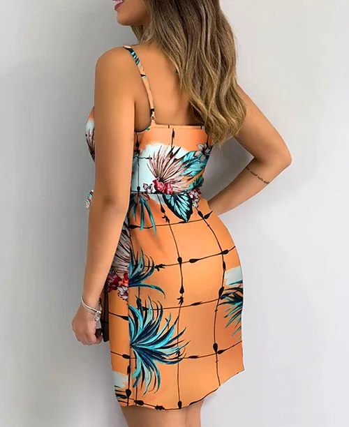 Vestido curto estampado tropical - imagem 6