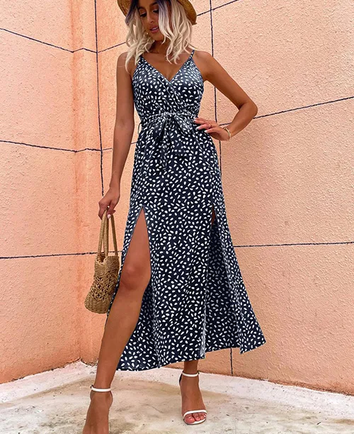 Vestido longo casual com fenda lateral - imagem 4