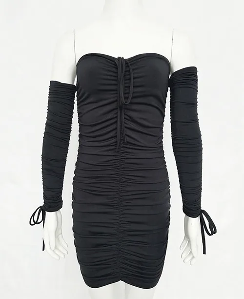 Vestido curto ombro a ombro manga longa - imagem 6
