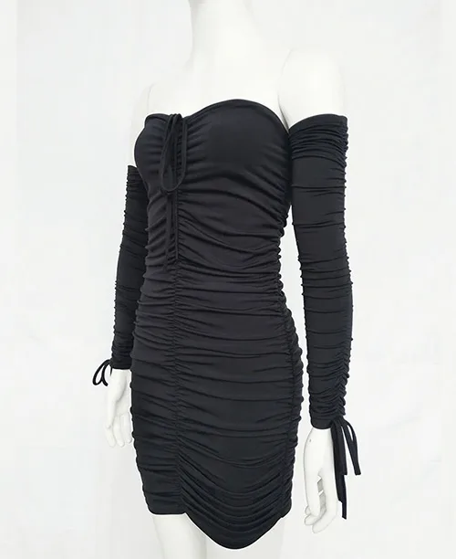 Vestido curto ombro a ombro manga longa - imagem 7