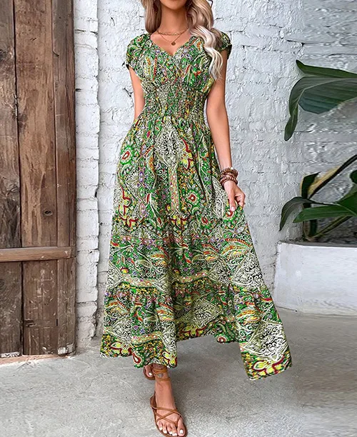 Vestido longo casual decote em V - imagem 6