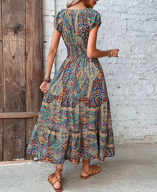 Vestido longo casual decote em V - imagem 3