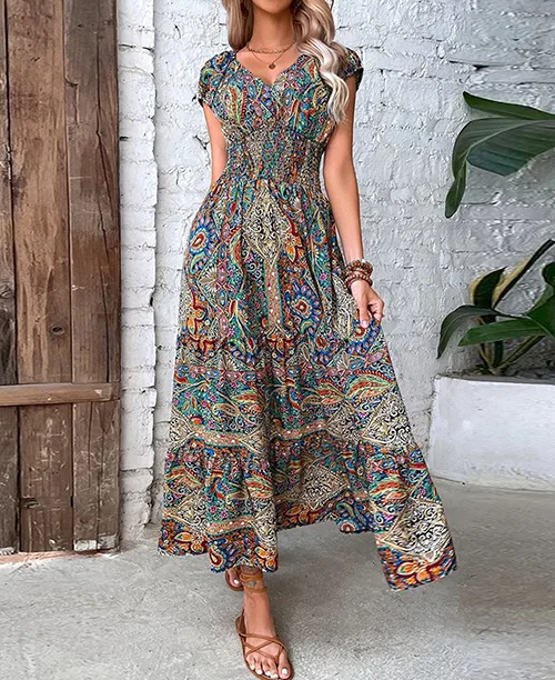 Vestido longo casual decote em V - imagem 4