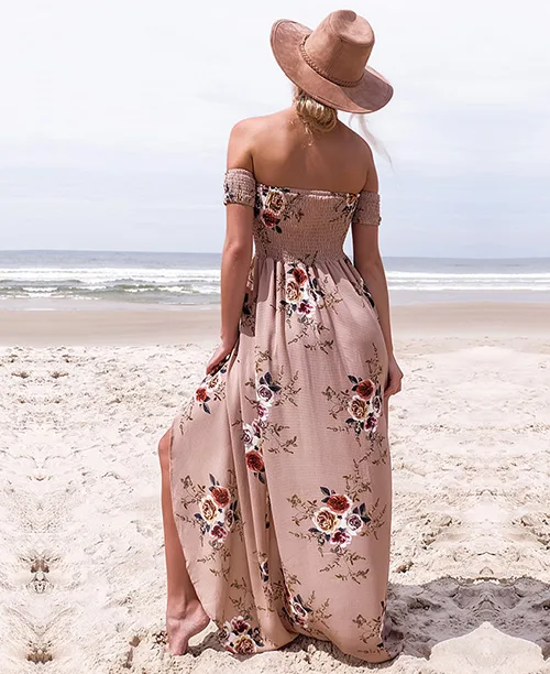 Vestido longo estampado com fenda na perna - imagem 4