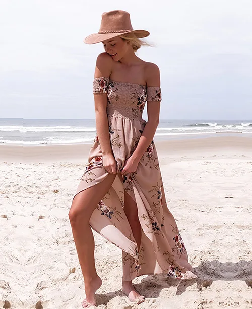 Vestido longo estampado com fenda na perna - imagem 3