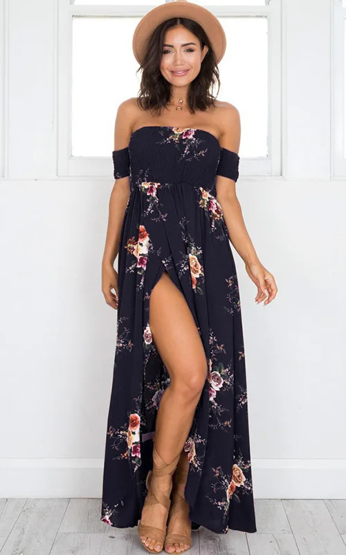 Vestido longo estampado com fenda na perna - imagem 7