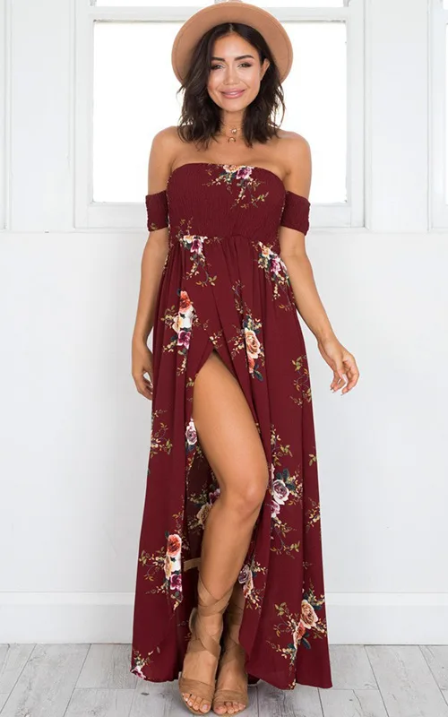 Vestido longo estampado com fenda na perna - imagem 6