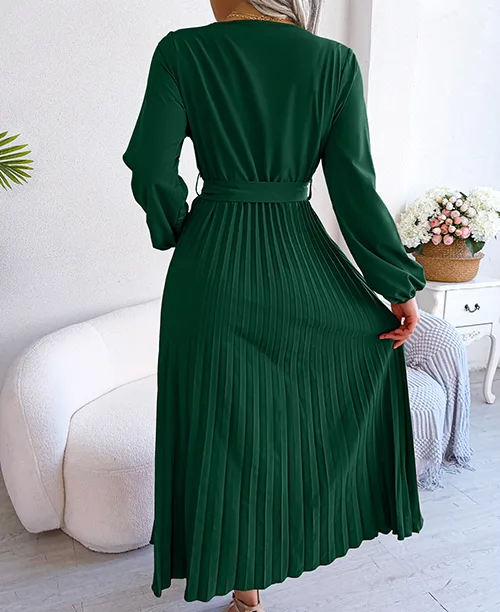 Vestido longo plissado com manga longa - imagem 17