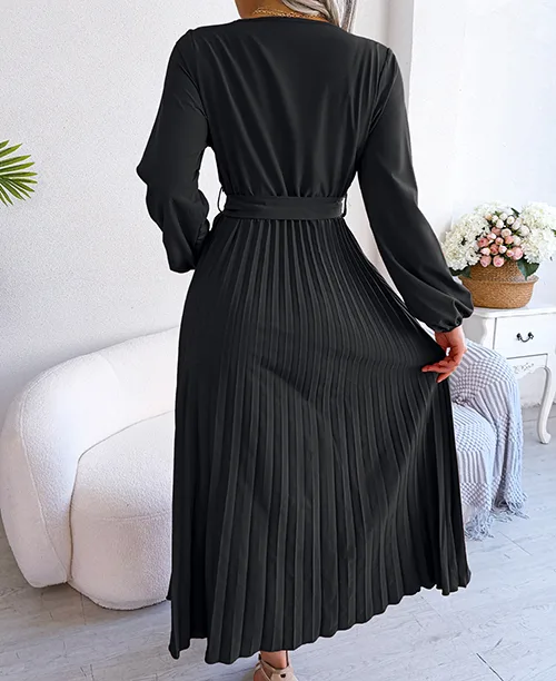 Vestido longo plissado com manga longa - imagem 14