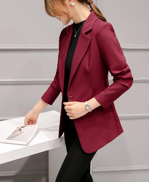 Reto Escritório Senhora Botão Sólido Fino Toda A Temporada Roupas Femininas  Blazers Temperamento Intelectual Simples Confortável Lazer - Blazers -  AliExpress