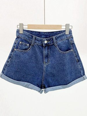 Shorts jeans feminino cintura alta