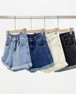 Shorts jeans feminino cintura alta