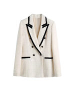 Blazer de tweed feminino preto e branco