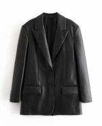 Blazer feminino de couro sintético