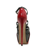 Peep Toe vermelho e preto salto fino