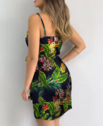 Vestido curto estampado tropical