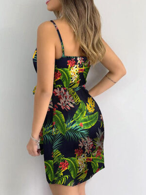 Vestido curto estampado tropical │ Chic Princess