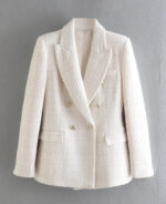 Blazer feminino branco de tweed