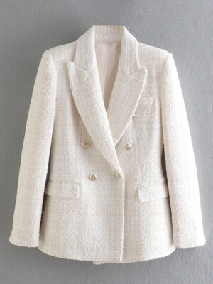 Blazer feminino branco de tweed