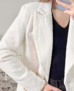 Blazer feminino branco de tweed