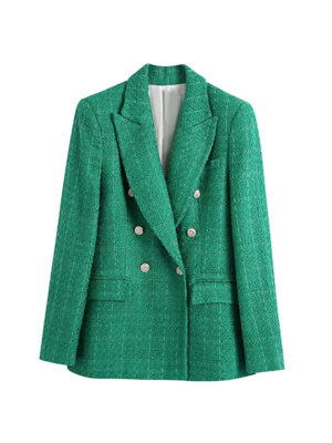 Blazer feminino verde de tweed