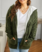 Cardigan feminino de tricot com capuz