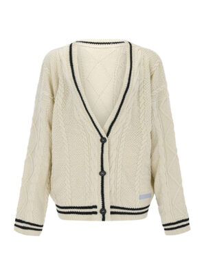 Cardigan feminino de tricot grosso bege