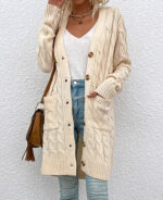 Cardigan feminino longo de tricot