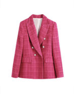 Blazer feminino rosa de tweed