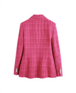 Blazer feminino rosa de tweed