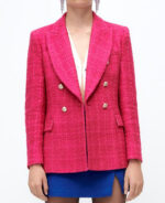 Blazer feminino rosa de tweed